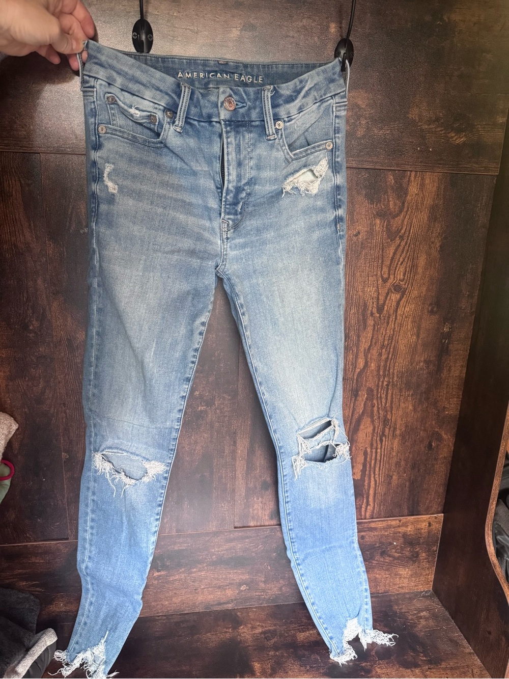 American Eagle Outfitters Distressed Light Blue Jegging Jeans